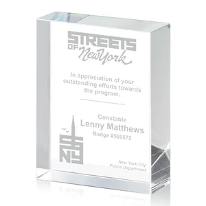 Extra Thick Freestanding Optical Crystal Rectangle Award