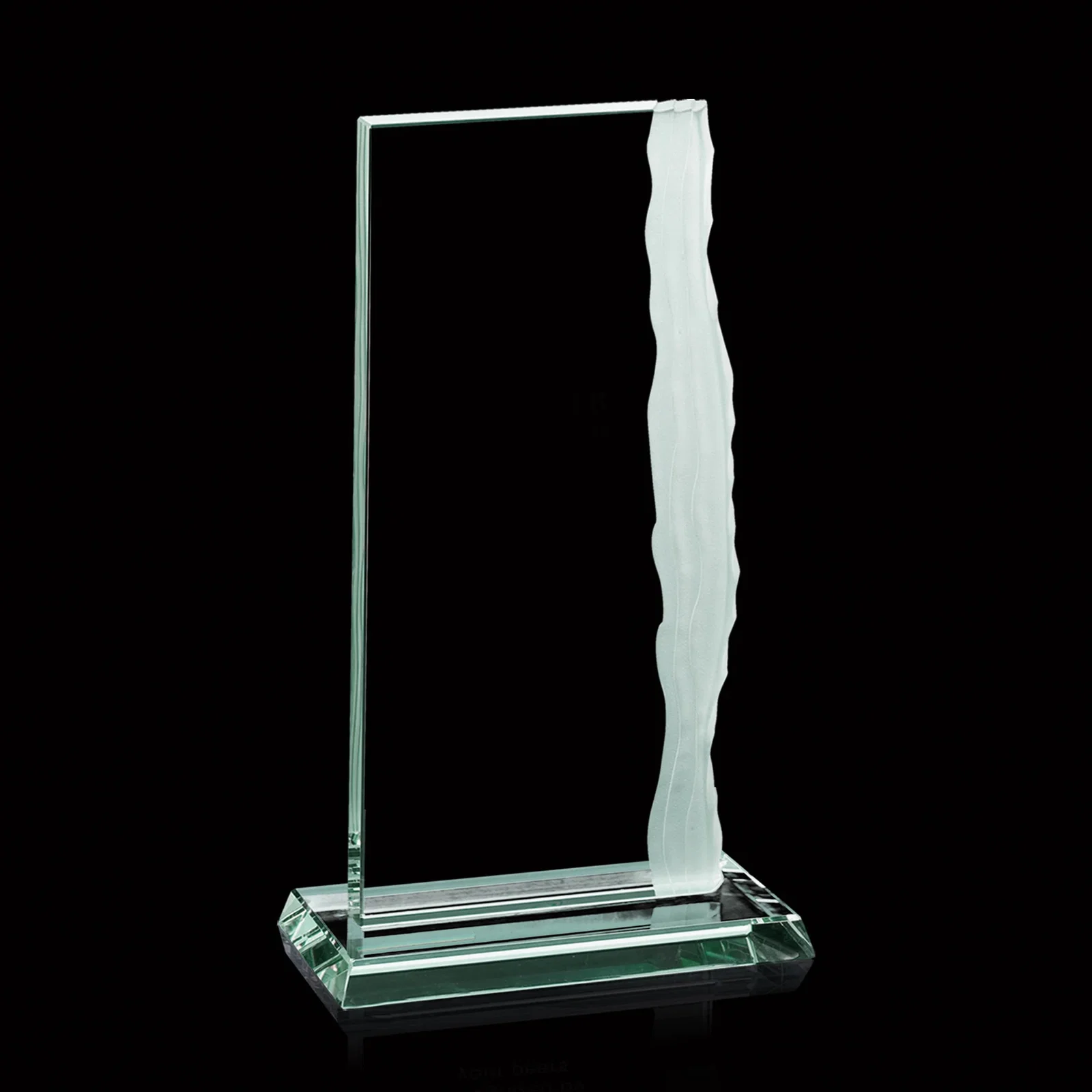 Custom Jade Glass Ribbon Monolith Award With A Chipped Right Edge for team milestone celebrations