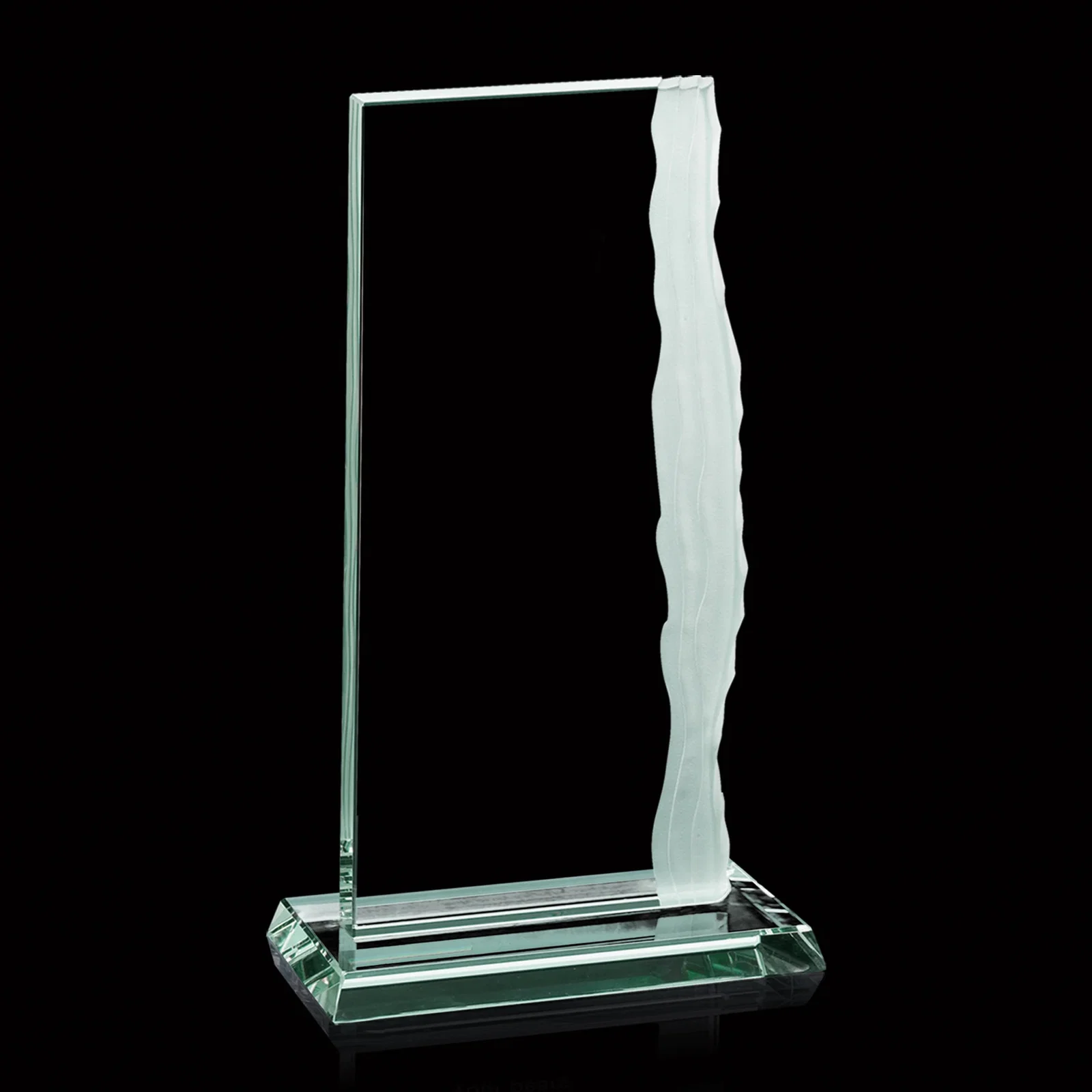Custom Jade Glass Ribbon Monolith Award With A Chipped Right Edge for donor appreciation