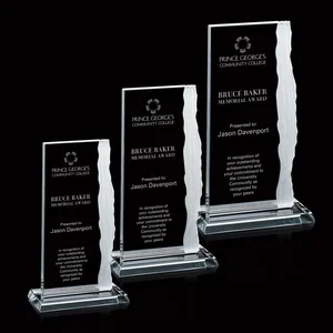 Starfire Crystal Monolith Award, Chipped Right Edge, Carved Ribbon