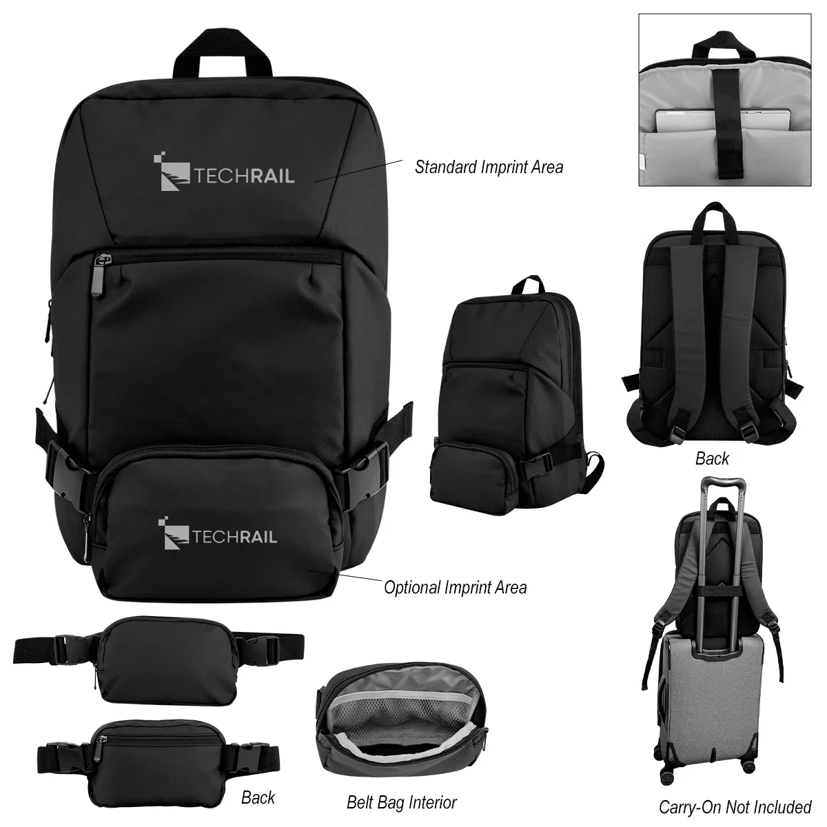 Detachable waist pouch shown unclipped beside the main pack