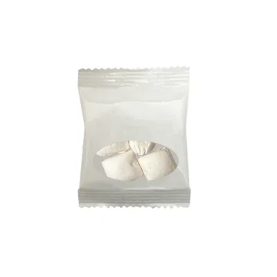 Foil-wrapped chocolate kisses visible through the transparent front of a sealed bag