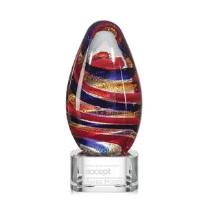 Five-Color Ribbon Art Glass Teardrop Award