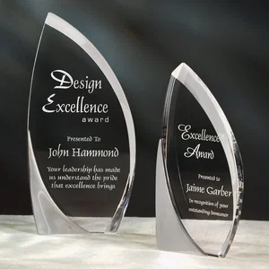 Acrylic Sail Award with Satin Nickel Flourish, Engraved on Back