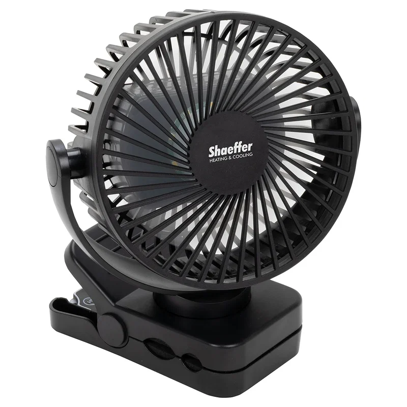 Custom Zephyr Clip Fan with Power Bank, front view of the branded desk fan