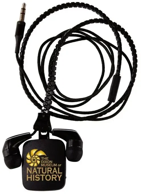 Zipper Ear Buds with Pull - Black
