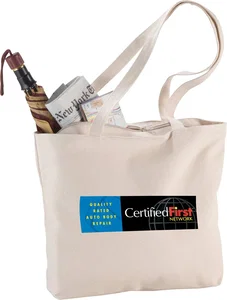 12 oz Cotton Canvas Shopper Tote with Zipper