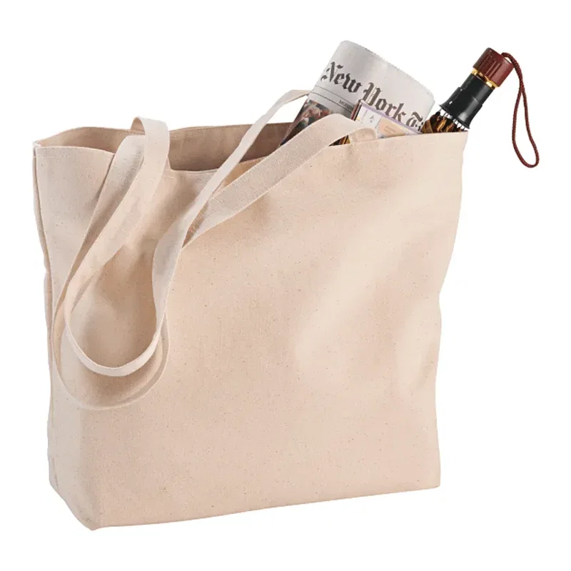 Custom Cotton Canvas Shopper Tote with Zipper - 12oz — view 4