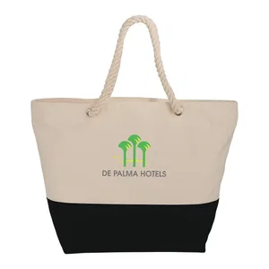 Zippered 12oz Cotton Canvas Rope Tote