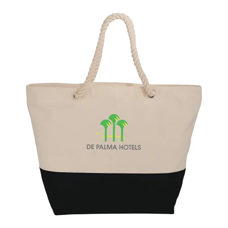 Zippered 12oz Cotton Canvas Rope Tote — view 1