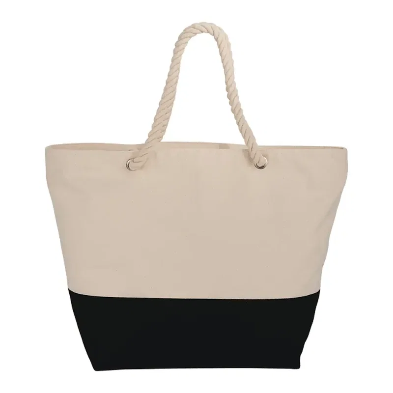 Zippered 12oz Cotton Canvas Rope Tote — view 2