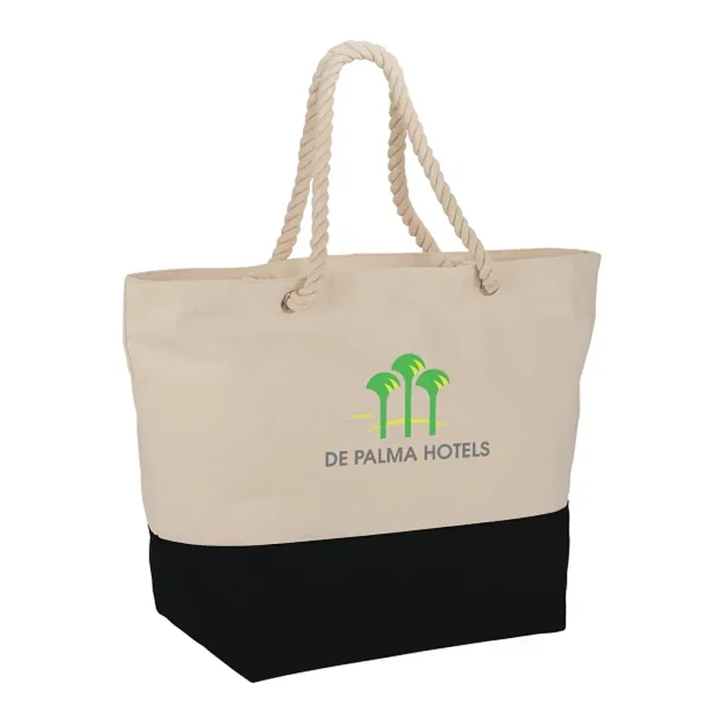 Zippered 12oz Cotton Canvas Rope Tote — view 4