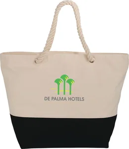 Zippered 12 oz Cotton Canvas Rope Tote