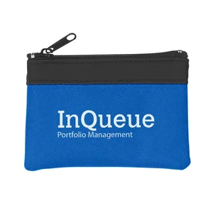 PVC And Polyester Zippered Coin Pouch With Key Ring