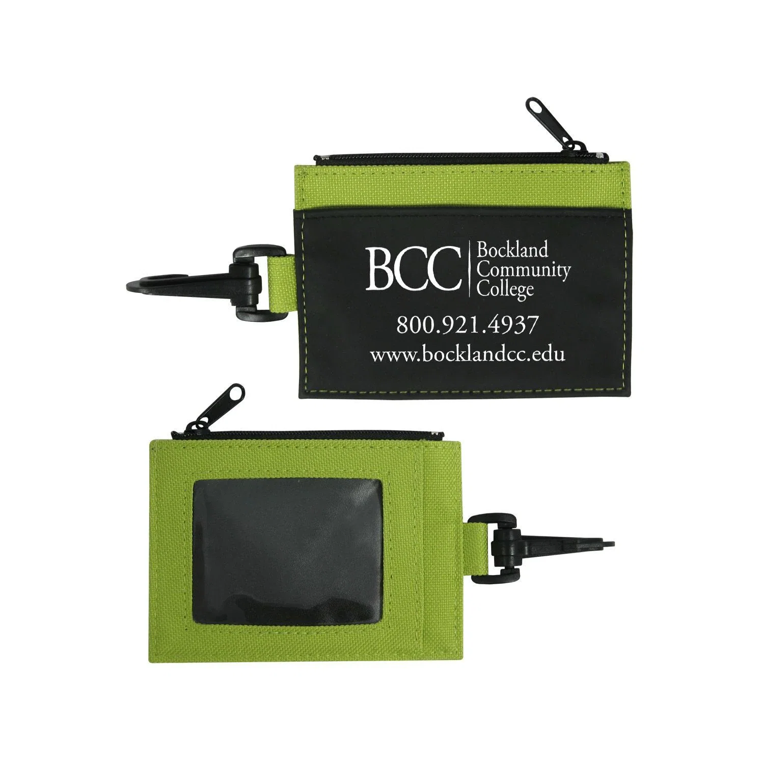 Custom Printed Zippered Id Wallet W/Clip — Lime Green — view 2