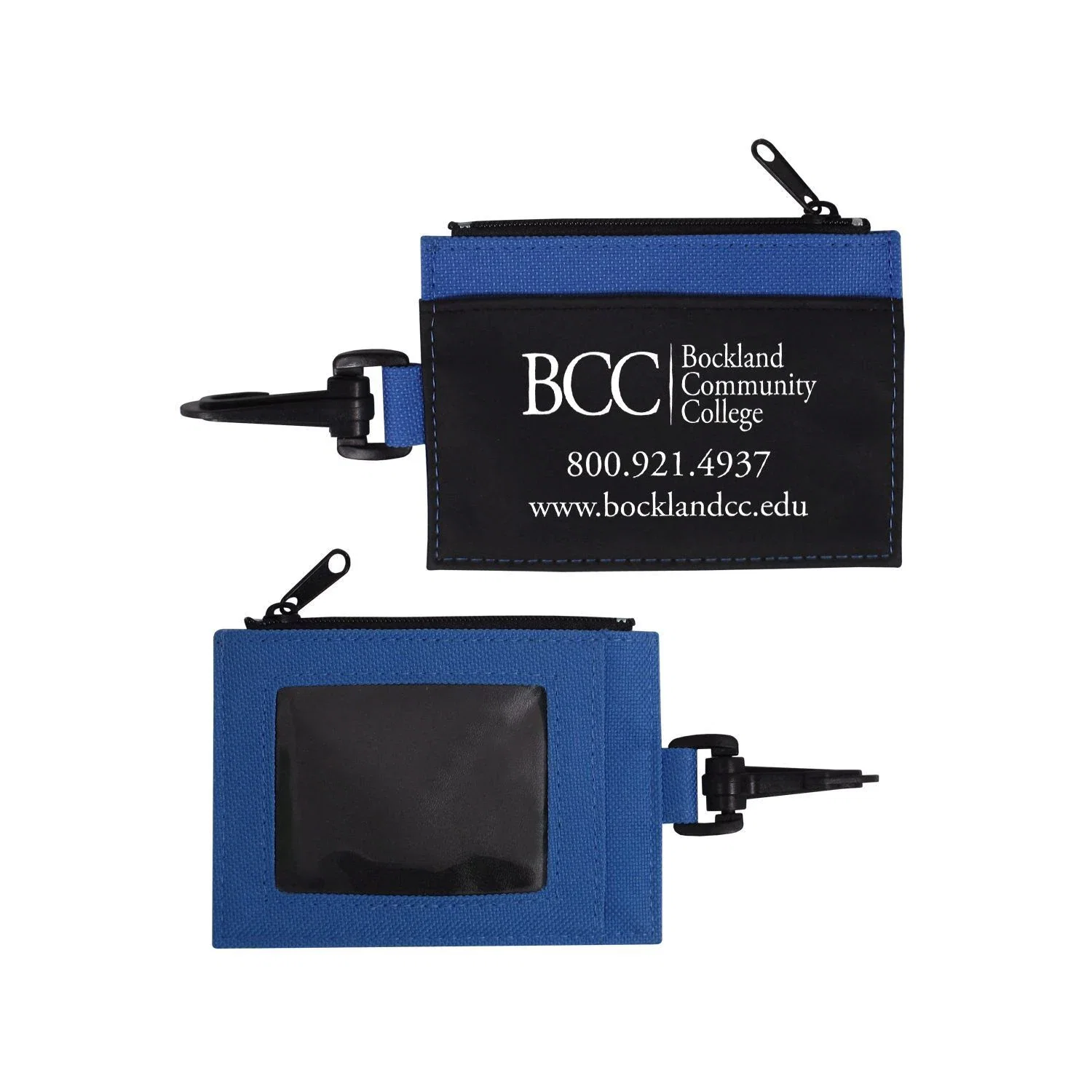 Custom Printed Zippered Id Wallet W/Clip — Blue — view 3