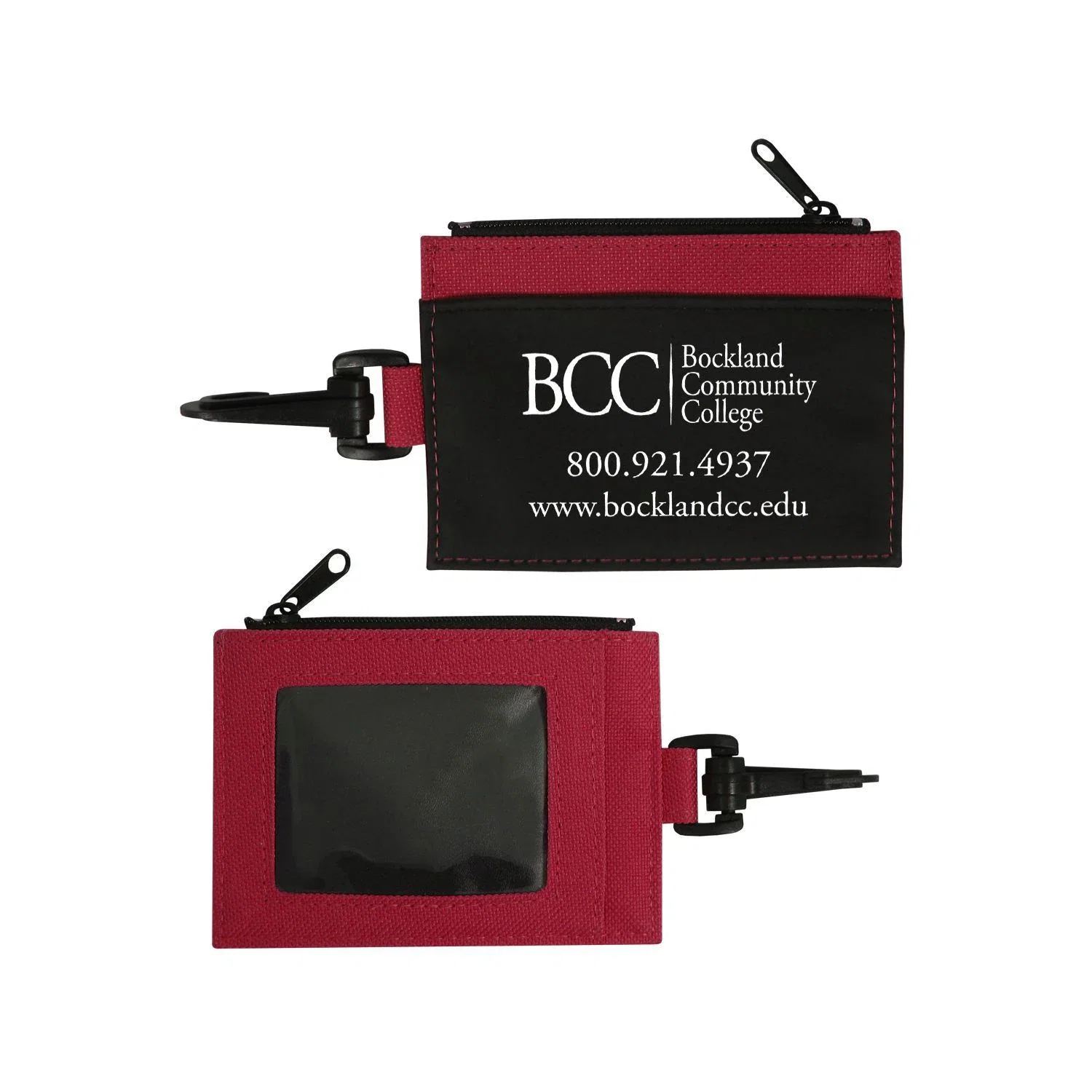 Custom Printed Zippered Id Wallet W/Clip — Red — view 4