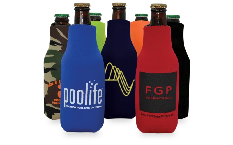 Zippered Open-Cell Foam Bottle Cooler. Zippered foam bottle cooler sleeve for tailgates and summer events