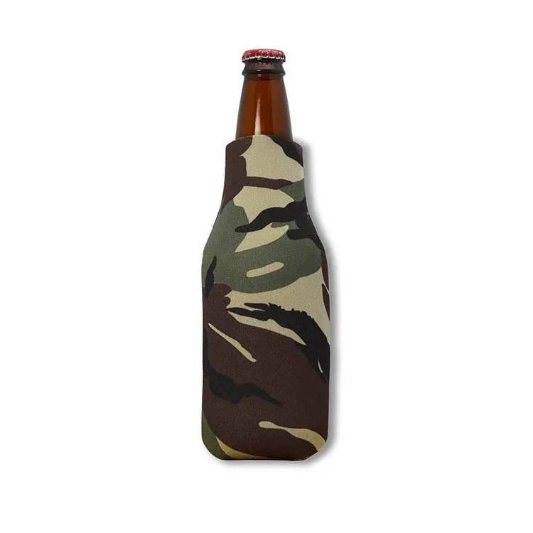 Zippered Open-Cell Foam Bottle Cooler. Zippered foam bottle cooler sleeve for tailgates and summer events, view 3