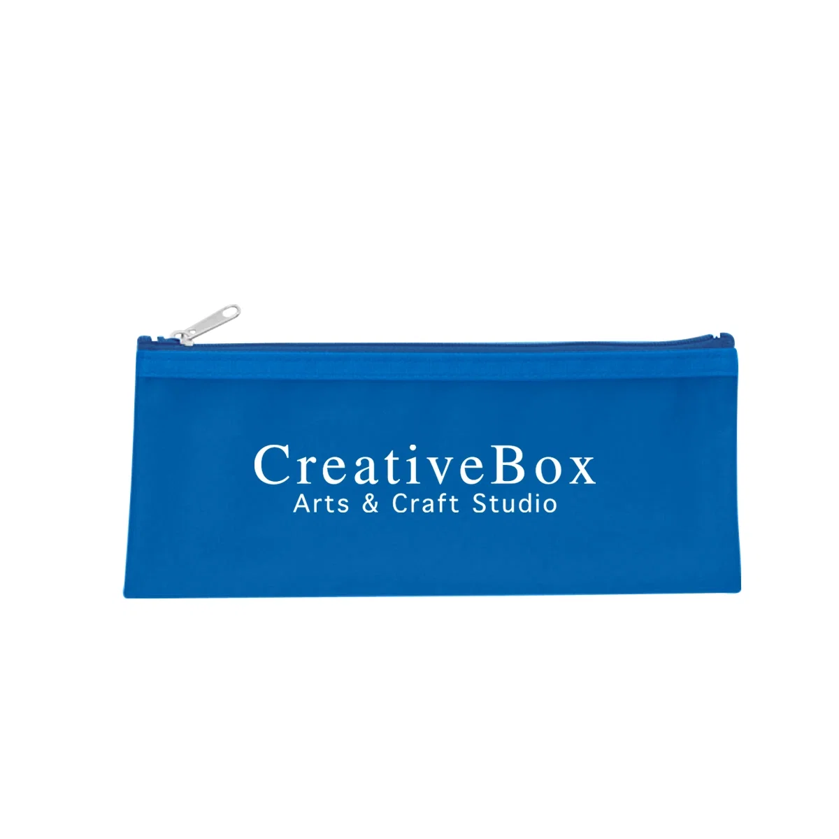 Zippered pencil case measuring roughly eight inches wide