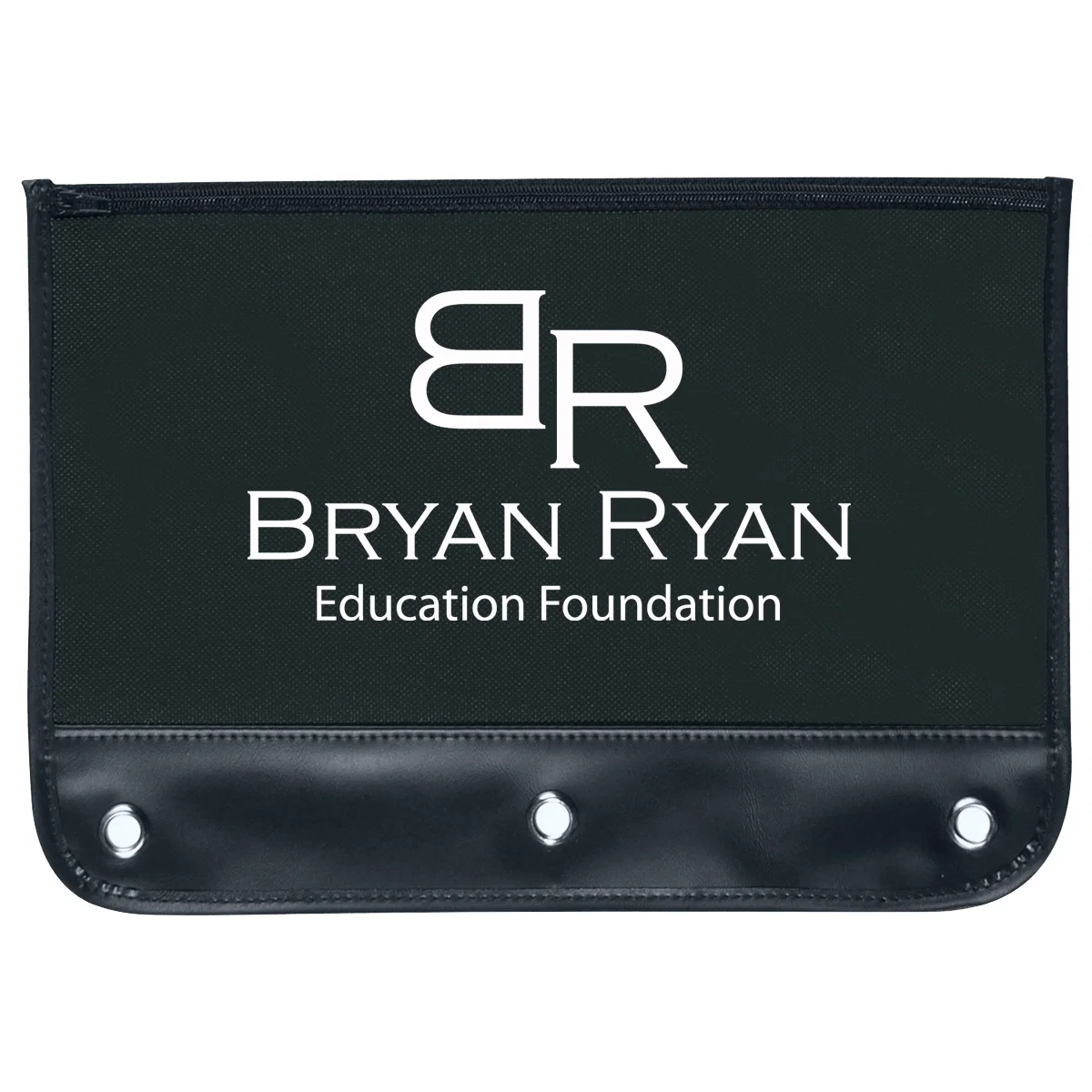 Zippered pencil case with punch holes so it stores inside a binder