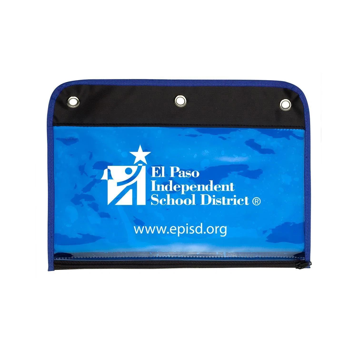 Zippered Portfolio Pouch W/Three Holes — Blue — view 2