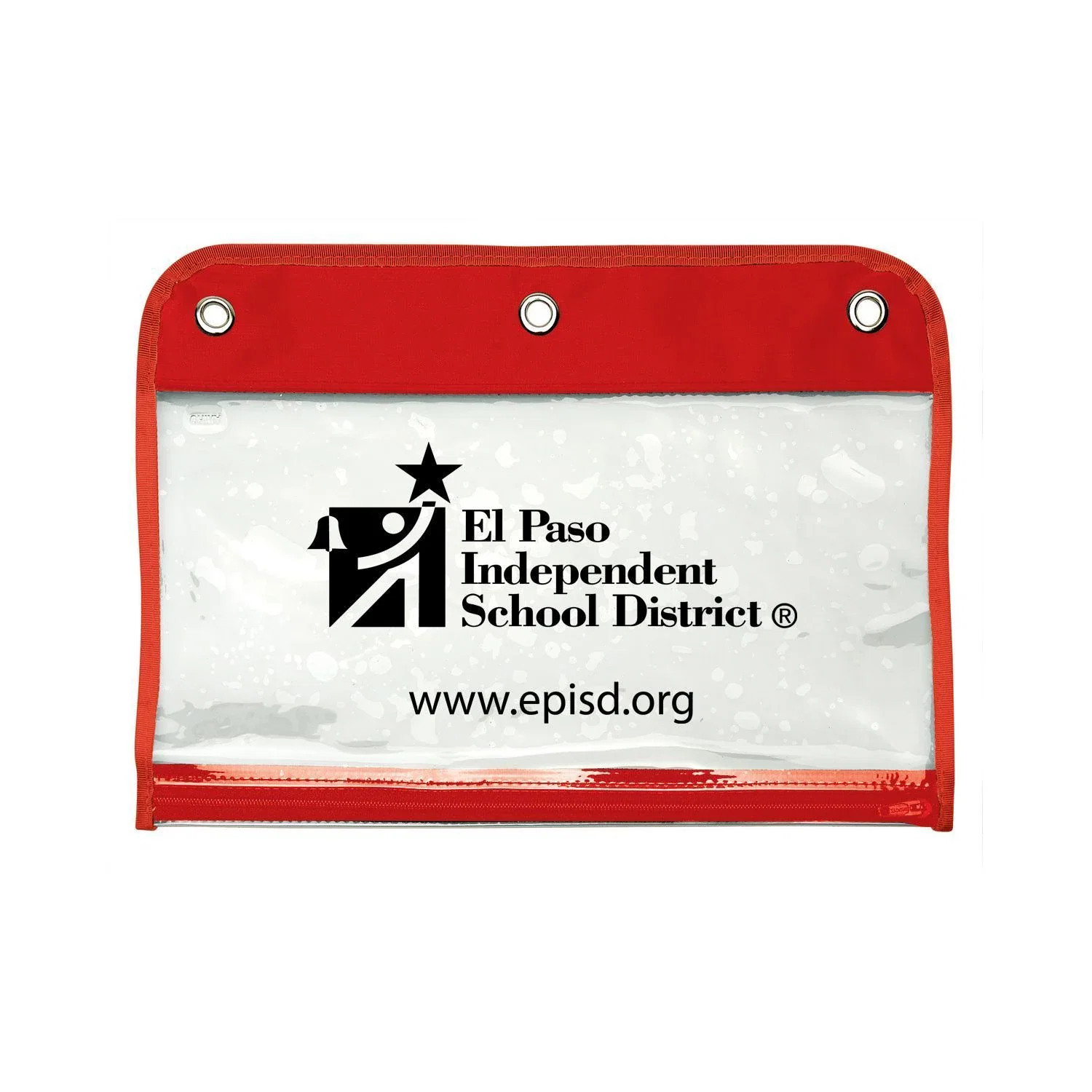 Zippered Portfolio Pouch W/Three Holes — Red — view 4