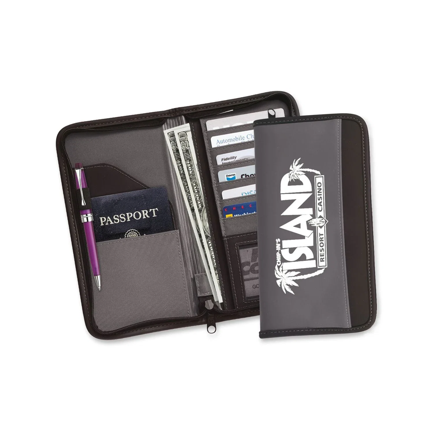 Zippered Vylon Document Case — Gray