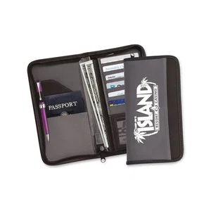 Zippered Vinyl Document Case, 5" x 9.75" with Six Card Pockets, 1-Color Imprint