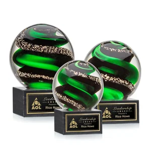 Glass Sphere Award With Twisting Emerald Ribbons