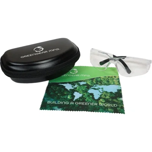 ZTEK safety glasses kit assembled with eyewear, cloth and zippered carry case