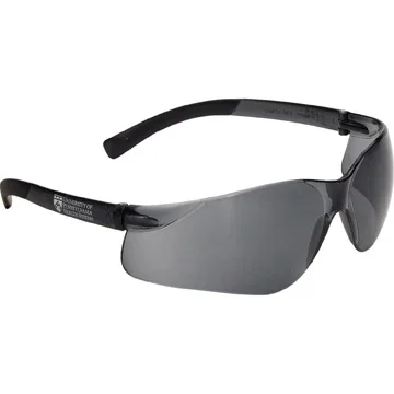 ZTEK safety glasses side angle showing built-in nose pads and rubber-coated arms