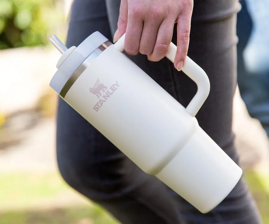 Custom Stanley Quencher tumbler in cream